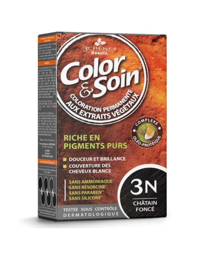 3 CHENES COLOR ET SOIN COLORATION PERMANENTE 3N CHATAIN FONCE 135 ML - 3 CHENES COLOR