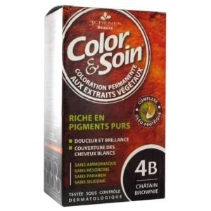 3 CHENES COLOR ET SOIN COLORATION PERMANENTE 4B CHATAIN BROWNIE 135 ML - 3 CHENES COLOR