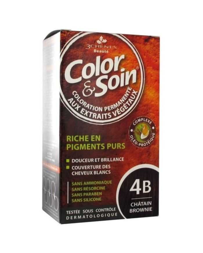 3 CHENES COLOR ET SOIN COLORATION PERMANENTE 4B CHATAIN BROWNIE 135 ML - 3 CHENES COLOR