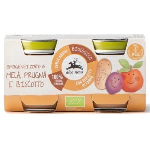 ALCE NERO PETIT POT MIX PUREE DE POMMES PRUNES ET BISCUITS BIO 160 G 2X 80 G - ALCE NERO