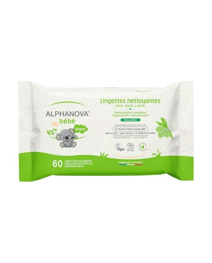 ALPHANOVA BEBE LINGETTES NETTOYANTES 60 UNITES - ALPHANOVA