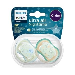 AVENT SUCETTE ULTRA AIR NUIT 0-6 MOIS PACK DE 2 ORTHODONTIC - AVENT