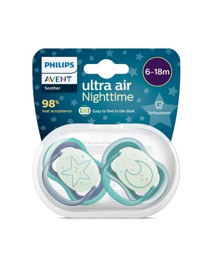AVENT SUCETTE ULTRA AIR NUIT 6-18 MOIS PACK DE 2 ORTHODONTIC - AVENT