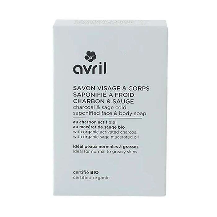 AVRIL SAVON A FROID VISAGE ET CORPS CHARBON & SAUGE 100 G - AVRIL COSMETIQUE BIO