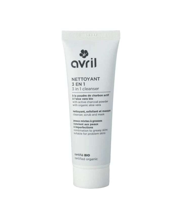 AVRIL NETTOYANT 3 EN 1 A LA POUDRE DE CHARBON ACTIF 50 ML - AVRIL COSMETIQUE BIO