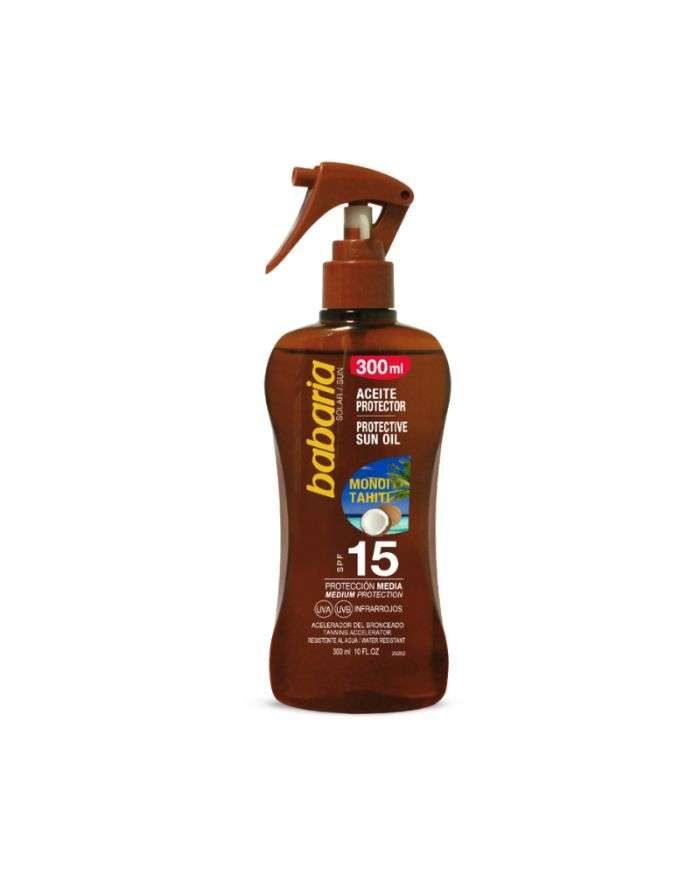 BABARIA SPRAY HUILE SOLAIRE PROTECTRICE AU MONOI DE TAHITI SPF 15 300 ML - BABARIA