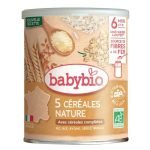 BABYBIO 5 CEREALES NATURE BLE AVOINE RIZ SEIGLE QUINOA 6 MOIS ET PLUS 220G - BABYBIO