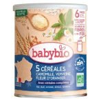 BABYBIO 5 CEREALES VERVEINE ET FLEUR D&rsquo;ORANGER ET CAMOMILLE 6 MOIS + 220 G - BABYBIO