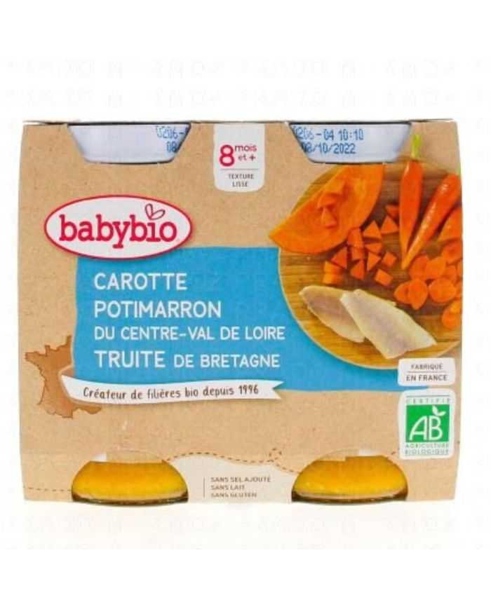 BABYBIO CAROTTE POTIMARRON TRUITE DE BRETAGNE 8 MOIS + 2X200 G - BABYBIO