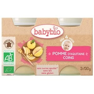 BABYBIO PETIT POT DE POMME NOUVELLE AQUITAINE COING 2X130 G