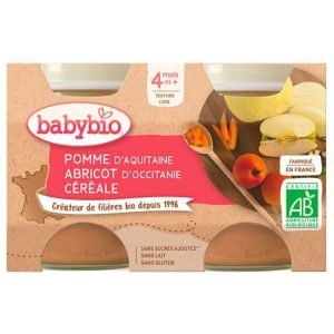 BABYBIO PETIT POT POMME ABRICOT CEREALES 2*130G - BABYBIO