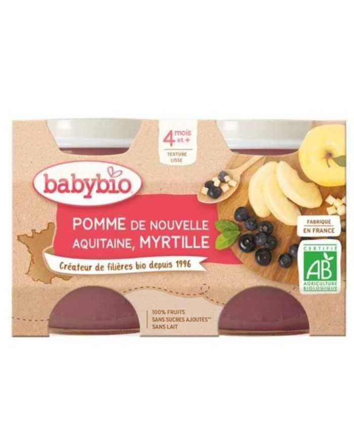 BABYBIO PETIT POT POMME ET MYRTILLE BIO 2x130G - BABYBIO