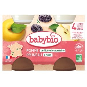 BABYBIO PETIT POT POMME PRUNEAU 4 MOIS + 2X130 G - BABYBIO