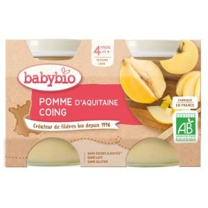 BABYBIO POMME DE NOUVELLE AQUITAINE COING DE PROVENCE 2×130 G - BABYBIO
