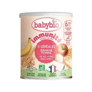 BABYBIO IMMUNITE 5 CEREALES BANANE POMME 220G