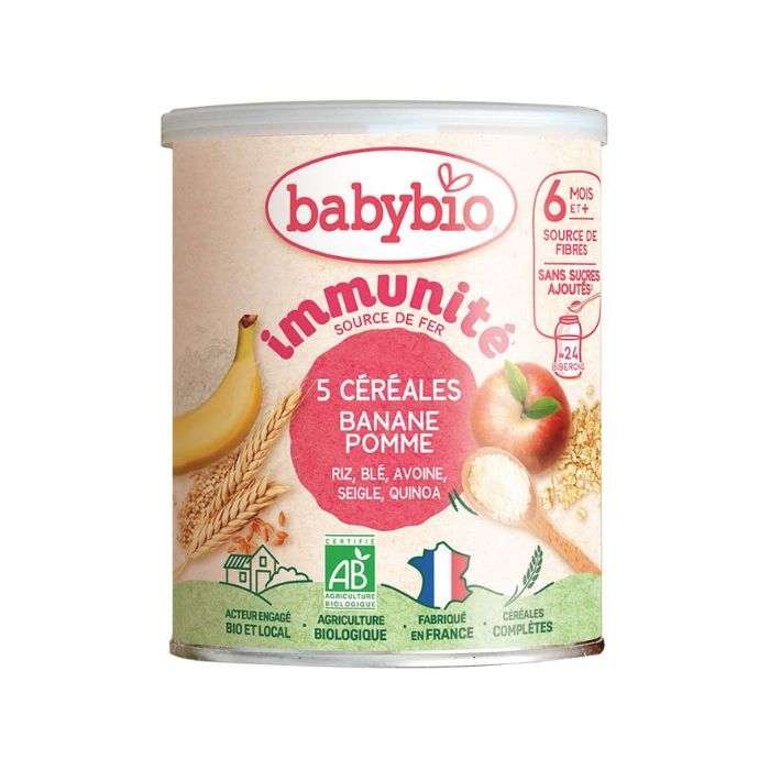 BABYBIO IMMUNITE 5 CEREALES BANANE POMME 220G