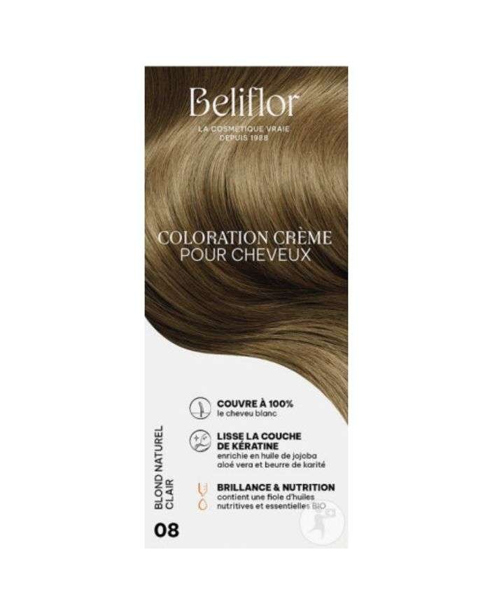 BELIFLOR COLORATION CREME POUR CHEVEUX 08 BLOND NATUREL CLAIRE 135 ML - BELIFLOR