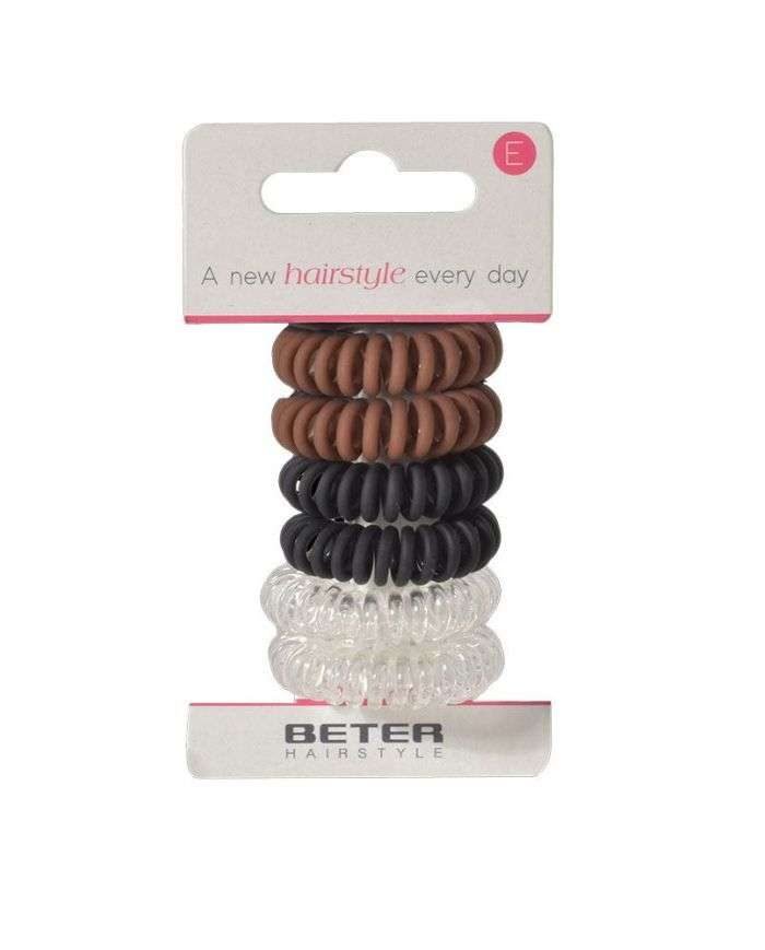 BETER ELASTIQUES CHEVEUX SPIRALE REF 19224 LOT DE 6 - BETER
