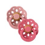 BIBS BOHEME PACIFIER NATURAL RUBBER ROUND SIZE 1 PACK DE 2 DUSTY PINK ET CORAL - BIBS