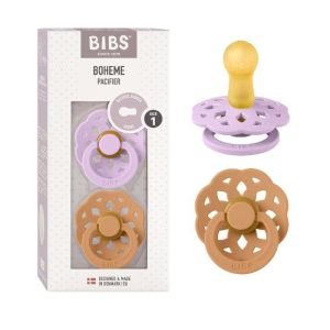 BIBS BOHEME PACIFIER NATURAL RUBBER ROUND SIZE 1 PACK DE 2 VIOLET SKY ET PUMPKIN - BIBS