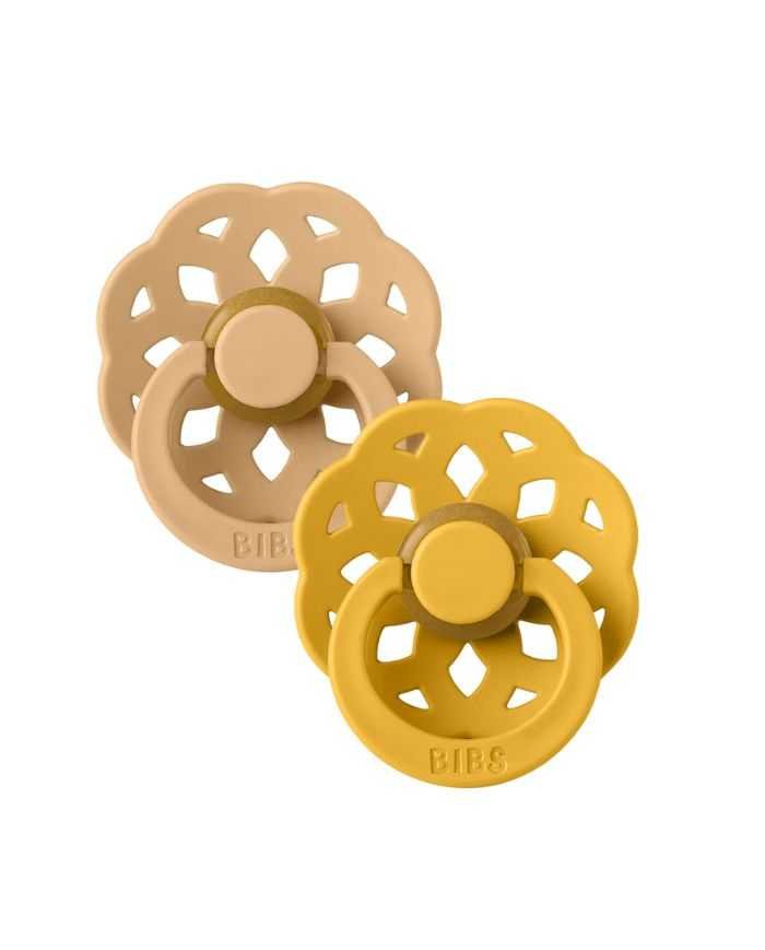 BIBS BOHEME PACIFIER SUCETTE RONDE PACK DE 2 MIEL ET SABLE 0MOIS+ - BIBS