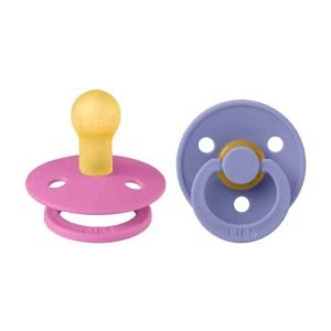 BIBS COLOUR NATURAL RUBBER 2 SUCETTES RONDE PERI ET BUBBLEGUM 6 MOIS+ - BIBS