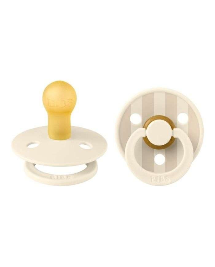 BIBS COLOUR NATURAL RUBBER 2 SUCETTES RONDE STUDIO COLLECTION IVOIRE ET VANILLE 6MOIS+ - BIBS