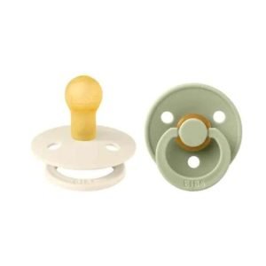 BIBS COLOUR NATURAL RUBBER SUCETTE RONDE PACK DE 2 IVOIRE ET SAGE 0MOIS+ - BIBS