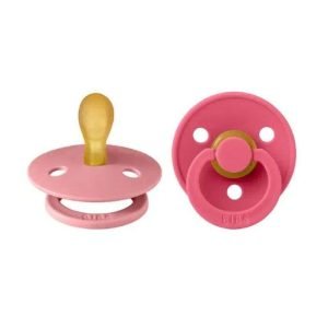 BIBS COLOUR NATURAL RUBBER SUCETTE RONDE PACK DE 2 ROSE POUDRE ET CORAIL 0MOIS+ - BIBS