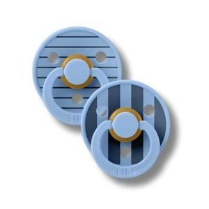BIBS COLOUR NATURAL RUBBER SUCETTE RONDE STUDIO COLLECTION PACK DE 2 BLEU CIEL MIX 6MOIS+ - BIBS