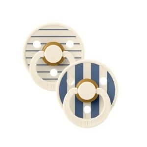 BIBS COLOUR NATURAL RUBBER SUCETTE RONDE STUDIO COLLECTION PACK DE 2 IVOIRE ET BLEU 0-6MOIS - BIBS