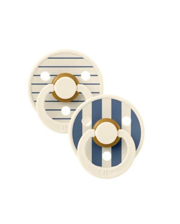 BIBS COLOUR NATURAL RUBBER SUCETTE RONDE STUDIO COLLECTION PACK DE 2 IVOIRE ET BLEU 0-6MOIS - BIBS
