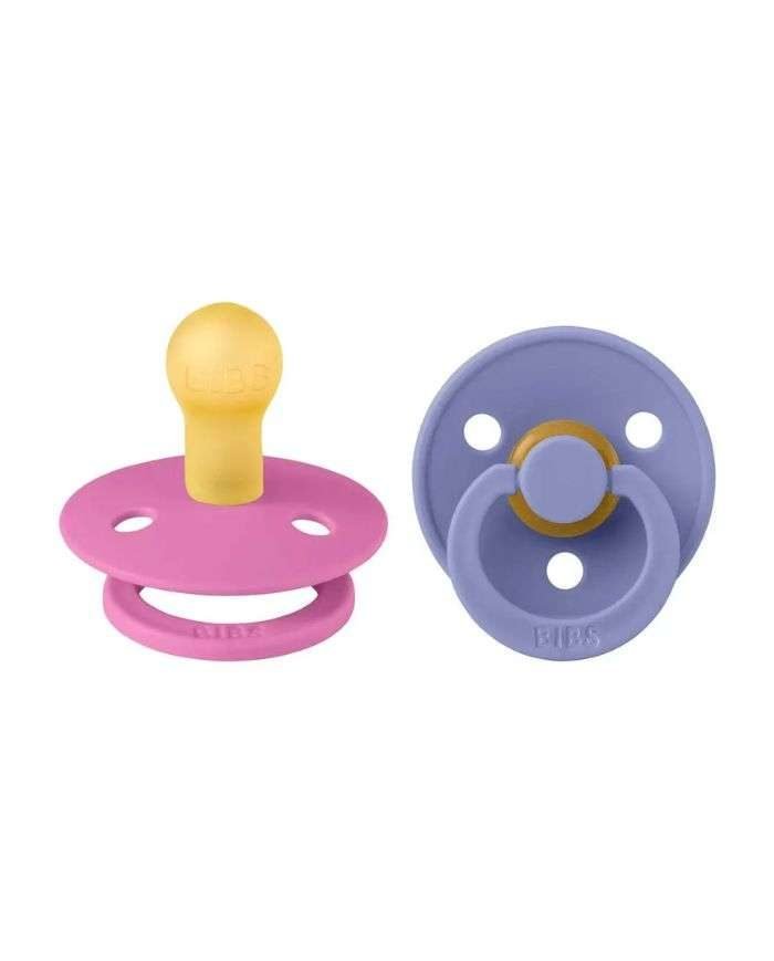 BIBS COLOUR PACIFIER 2 SUCETTES RONDE PERI ET BUBBLEGUM 0 MOIS+ - BIBS