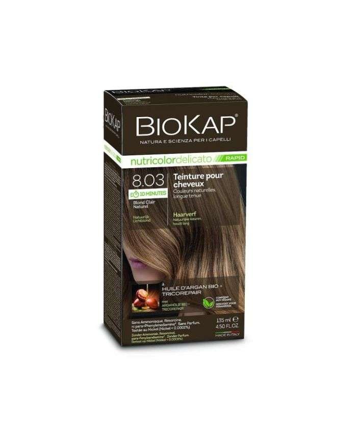 BIOKAP NUTRICOLOR DELICATO RAPID 8.03 BLOND CLAIR NATUREL 135ML - BIOKAP