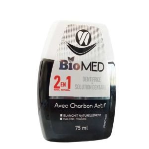 BIOMED 2 EN 1 DENTIFRICE + SOLUTION DENTAIRE AVEC CHARBON ACTIF 75 ML - BIOMED