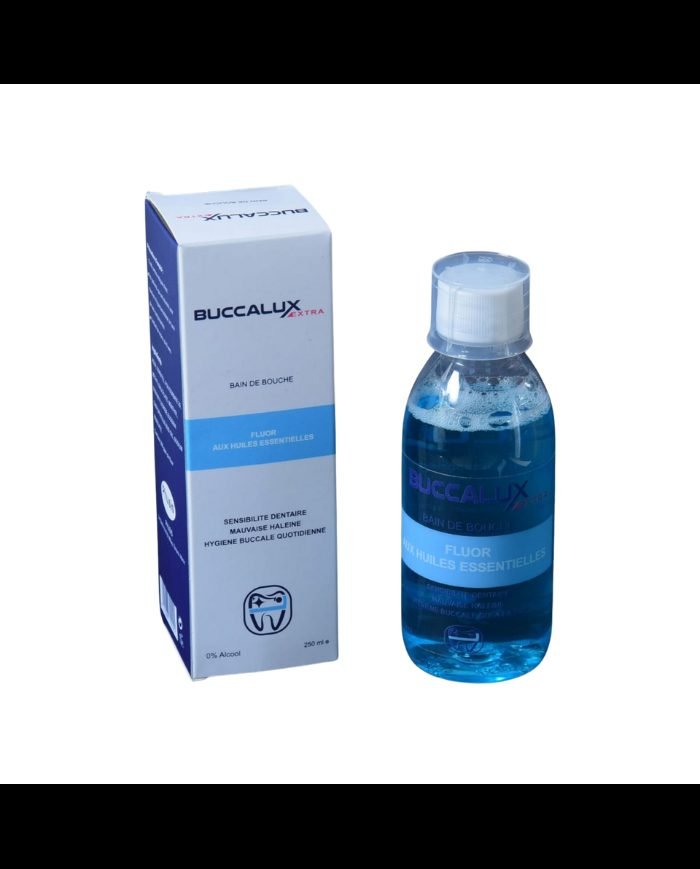 BUCCALUX EXTRA BAIN DE BOUCHE FLUOR AU HUIILES ESSENTIELLES 250 ML - BUCCALUX