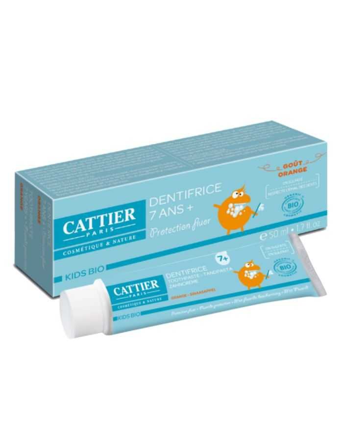 CATTIER DENTIFRICE ENFANTS SANS FLUOR 7 ANS+ 50 ML GOUT ORANGE - CATTIER