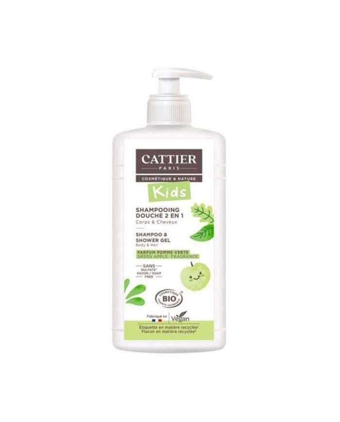 CATTIER KIDS SHAMPOOING DOUCHE 2 EN 1 PARFUM POMME VERTE 500 ML - CATTIER