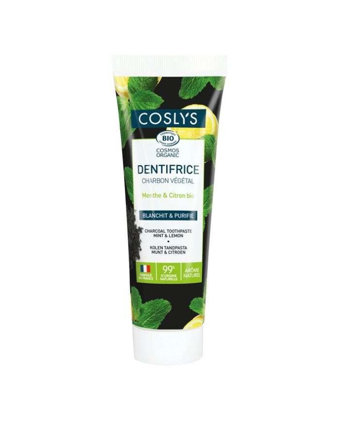 COSLYS DENTIFRICE CHARBON VEGETAL MENTHE ET CITRON BIO 100G - COSLYS