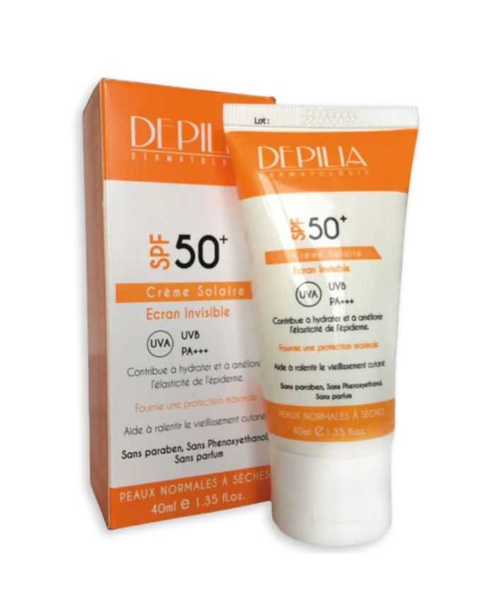 DEPILIA CREME SOLAIRE INVISIBLE PEAUX NORMALES A SECHES SPF 50-40ML - DEPILIA