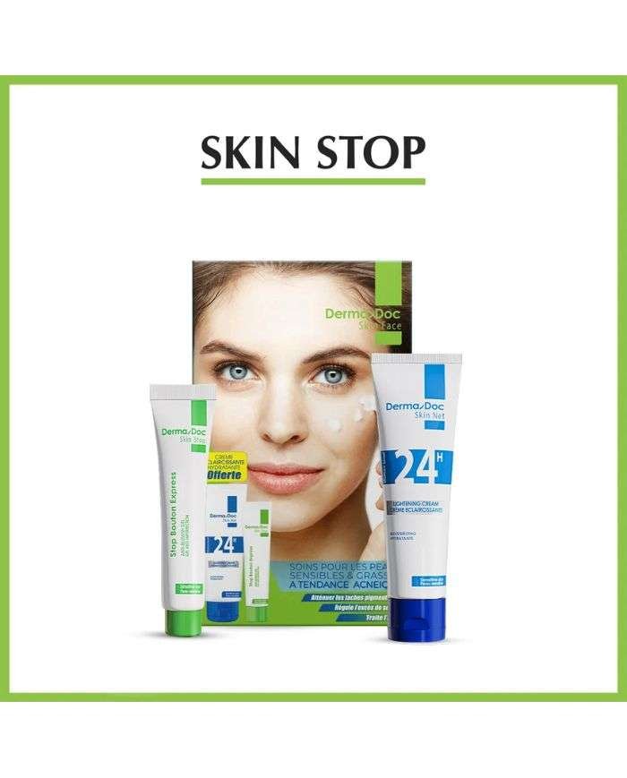 DERMADOC COFFRET SKIN STOP BOUTONS EXPRESS 15ML +CREME ECLAIRCISSANTE 50ML - DERMADOC