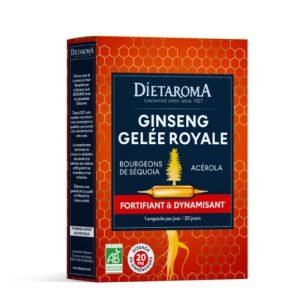 DIETAROMA GINSENG GELEE ROYALE ACEROLA FORTIFIANT ET DYNAMISANT AMPOULES 20 JOURS - DIETAROMA
