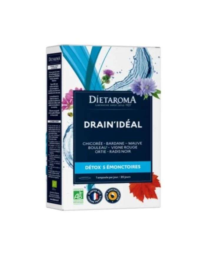 DIETAROMA DRAIN IDEAL DETOX 5 EMONCTOIRES BIO 20 AMPOULES - DIETAROMA