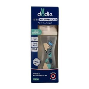 DODIE BIBERON TETINE MULTI PERFOREE ANTI COLIQUE 270 ML 0-6MOIS DEBIT 2 BLEU - DODIE