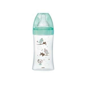 DODIE BIBERON VERRE ANTI COLIQUE TETINE PLATE VERRE 270ML VERT OISEAUX 0-6 M - DODIE