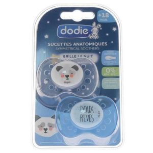 DODIE SUCETTES ANATOMIQUES SYMMETRIC BRILLE LA NUIT + 18 MOIS A2 - DODIE
