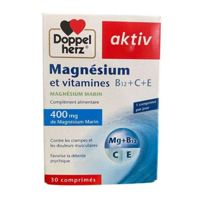 DOPPELHERZ AKTIV MAGNESIUM ET VITAMINES B12+C+E 30 COMPRIMES - DOPPELHERZ