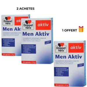 DOPPELHERZ MEN ACTIV 30 CAPSULES 2 ACHETES 1 OFFERT - DOPPELHERZ
