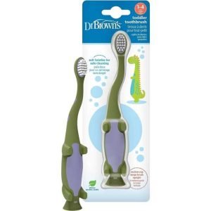 DR BROWNS BROSSE A DENTS BEBE 1-4 ANS DINOSAURE VERT - DR BROWNS