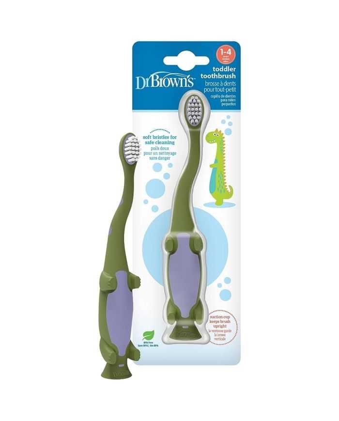 DR BROWNS BROSSE A DENTS BEBE 1-4 ANS DINOSAURE VERT - DR BROWNS
